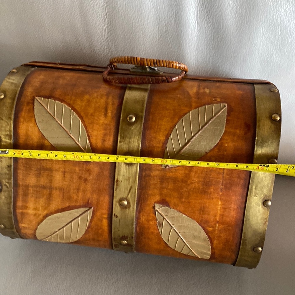 Vintage Bamboo and brass felt lined case  12.5” x 10” x 6”